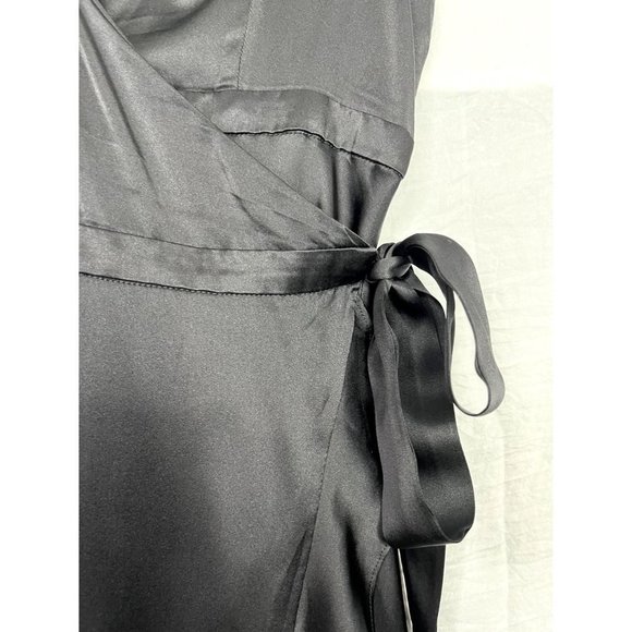 Fame and Partners Kira Maxi Wrap Dress Black Size 8 100% Silk #FP2683 - Picture 5 of 15